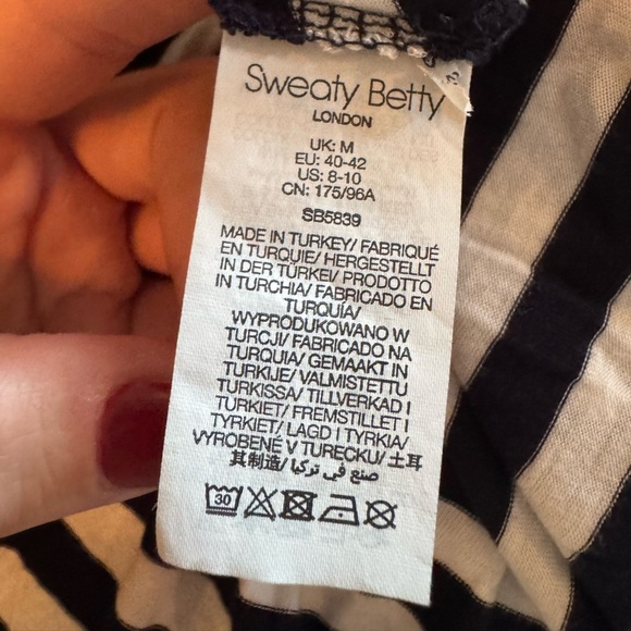 Sweaty Betty Easy Peazy Tank Top Navy White Stripe Bamboo Viscose M - Picture 8 of 9